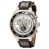 Nautica N14680G NST 700 Silver Dial Brown Leather Strap Chronograph Men's Watch