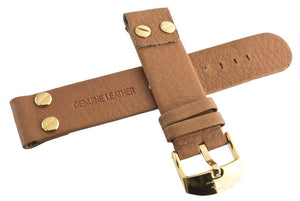 Genuine Techno Master 22mm Brown Leather Watch Band Strap