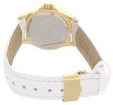 Swiss Master Women's Round Gold-Tone Case Silver Dial White Band Diamond Watch