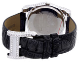 Croton Mens Mother of Pearl Dial Navy Leather Strap Crystal Watch CN307232