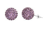 Sterling Silver Sparkling Crystal 10mm Violet Round Ball Stud Earrings