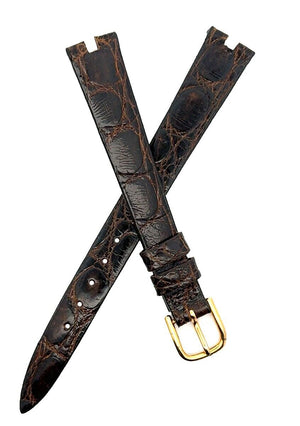 Raymond Weil 13mm Women's Dark Brown Leather Watch Band Gold Buckle