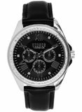 Versus Versace Elmont Swarovski Watch VSPEB0218 Silver Black Leather