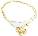 18 Inches Heart Shape Gold Tone Crystal Women's Silver Pendant Necklace Chain