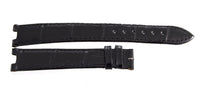 Gerald Genta Women's 16mm x 14mm Noir Shiny Black  Leather Watch Band