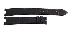 Gerald Genta Women's 16mm x 14mm Noir Shiny Black  Leather Watch Band