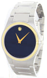 New Movado Men's Black Dial Gold-tone Bezel Silver-Tone Bracelet Watch