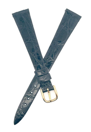 Raymond Weil 15mm Black Leather Watch Band  Gold Tone Buckle Large