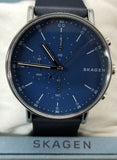 Skagen SKW6463 Signatur 40MM Men's Chronograph Blue Leather Strap Watch