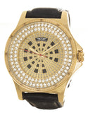 King Master Men's Gold-tone Case Black Leather Band Watch