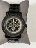 Kings Master Men's Black Ion-plated Steel Silver and Gold  tone Dial Watch