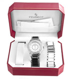 Peugeot Womens White Mop Dial Steel Strap Watch 3140s