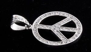 38mm Sterling Silver Cubic Zirconia Peace Pendant
