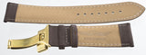 King Master 24mm Brown Leather Gold-tone Buckle Watch Band Strap