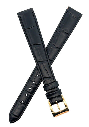 Raymond Weil 13mm x 10mm Black Leather  Gold Buckle Watch Band