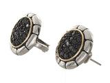 Two-Tone Black Onyx Sterling Silver 18mm Ladies Earrings