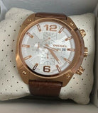 Diesel DZ4325 Silver Dial Brown Leather Strap Chronograph Men's Watch