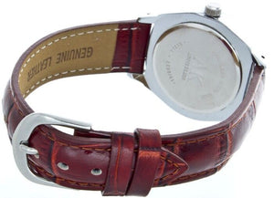 Anne Klein Women's 10-9639 Crystals Accented Bezel Brown Leather Strap Watch