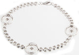 Sterling Silver Women Purple & White Evil Eye Zirconia Wrist Bracelet 7 inches