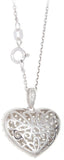 18" Heart Shape Silver Tone Crystal Women Silver Pendant Necklace Chain