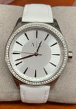 Armani Exchange AX5445 Dress White Dial White Leather Strap Women's Watch