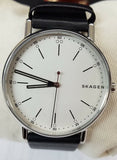 Skagen SKW6353 Signature White Dial Black Leather Strap Men's Watch