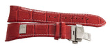 Aqua Master Mens 26mm Red Leather Silver Buckle Watch Band Strap