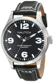 Nautica NAD13500G Black Dial Black Leather Strap Men's Watch