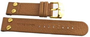 Genuine Techno Master 22mm Brown Leather Watch Band Strap