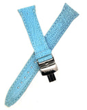 LOCMAN Women's 18mm x 14mm Blue Leather Silver Buckle Watch Band