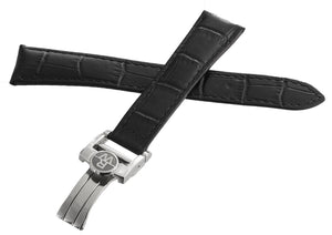 Raymond Weil Mens 20mm x 16mm Black Leather Band Silver Buckle Watch Band V3.16