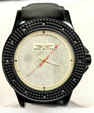 Kings Master Mens Gold  Dial Black Leather Strap Watch