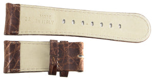 Grimoldi Mens 22mm Alligator Embossed Genuine Brown Leather Watch Band Strap