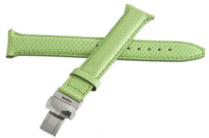 LOCMAN Women's 18mm x 14mm Green Alligator Leather Silver Buckle Watch Band