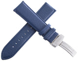 JoJo JoJino 22mm Mens Blue Leather Watch Band Strap W/ Stainless Steel Buckle