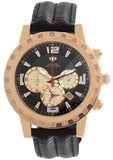 Aqua Master Women's Black Dial Rose Gold Genuine Leather Band Quartz Watch 41mm