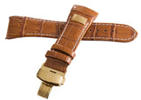 Aqua Master Mens 26mm Brown Leather Gold Buckle Watch Band Strap