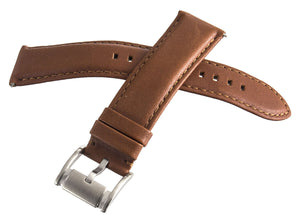 Fossil Men's 22mm Brown Leather Silver Buckle Watch Band Strap