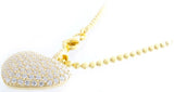 18 Inches Heart Shape Gold Tone Crystal Women's Silver Pendant Necklace Chain