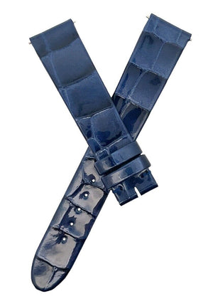 Montblanc Women's 17mm x 15mm Royal Blue Glossy Alligator Leather Watch Band FDE