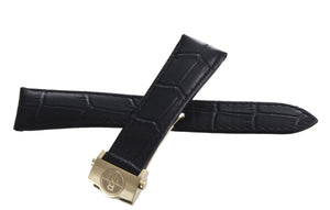 Raymond Weil Men's 20mm x 16mm Black Leather Band Gold Buckle Watch Band V3.17