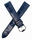 Revue Thommen 18mm Men's Navy Blue Alligator Leather Silver Buckle Watch Band