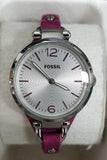 Fossil ES3317 Georgia Silver Dial Leather Strap Women's Watch