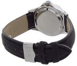 Swiss Master Women Round Silver-tone Case Silver Dial Leather Diamond Watch