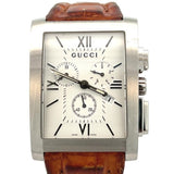Gucci Stainless Steel Silver Dial Brown Leather Women's Watch 8600M