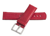 LOCMAN Men's 24mm Red Leather Watch Band Strap W/Silver Buckle