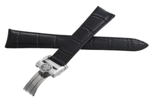 Raymond Weil Men's 20mm x 16mm Black Leather Band Silver Buckle Watch Band V2.17