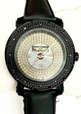 Kings Master Mens Black Leather Strap Watch 104M