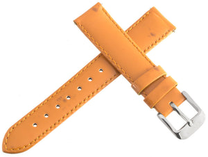 Ice Tek 16mm Womens Orange Patent Leather Watch Band Strap Silver Tone Buckle