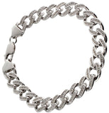 Sterling Silver Men's Cz Wrist Bracelet 8.25" long & 11mm Wide